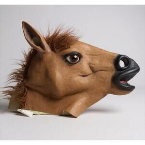 Latex Horse Head Mask Brown Realistic Animal Costume Cosplay Prank Halloween